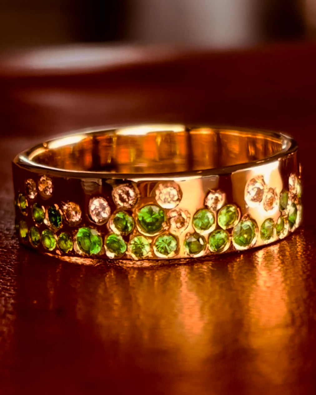 Tsavorite Diamond Band Ring