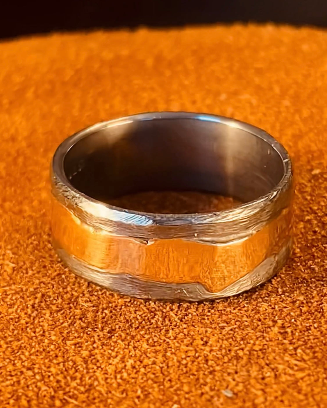 Blackened Silver Band With Gold Wrapping
