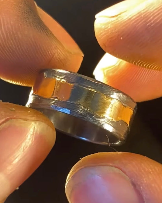 Blackened Silver Band With Gold Wrapping