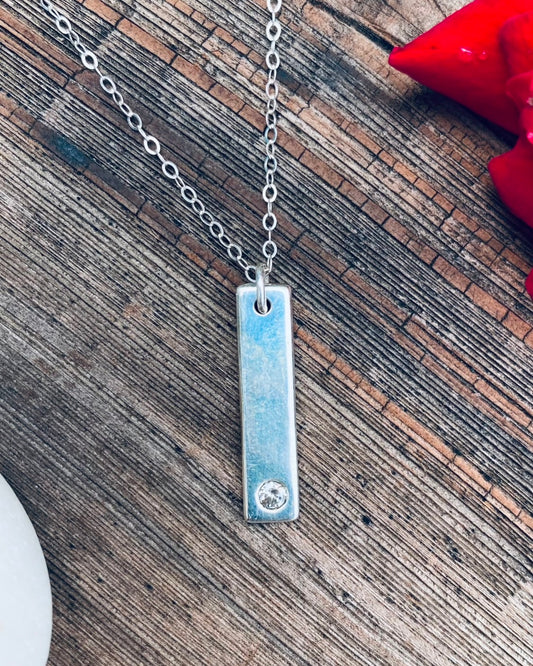 Sterling Bar Diamond Necklace