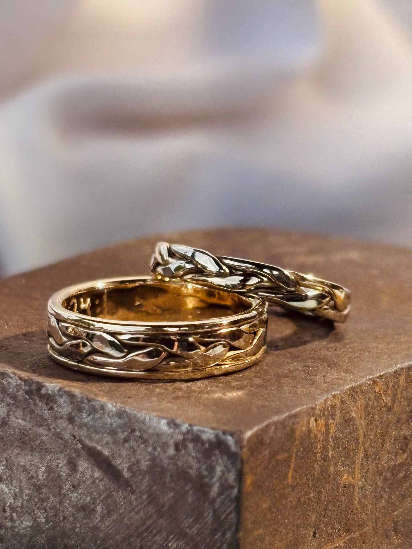 Braided wedding bands - 14k white gold