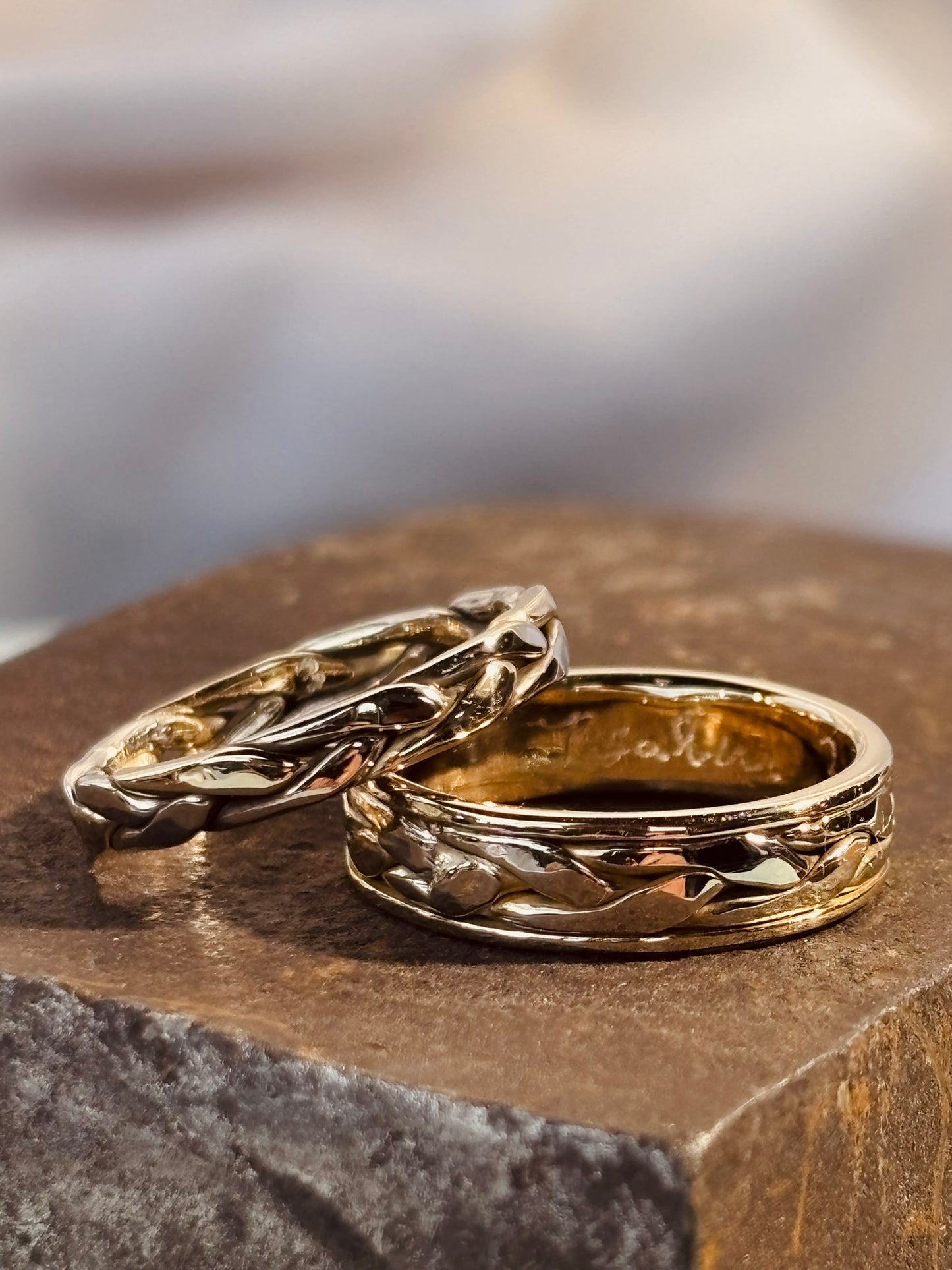 Braided wedding bands - 14k white gold