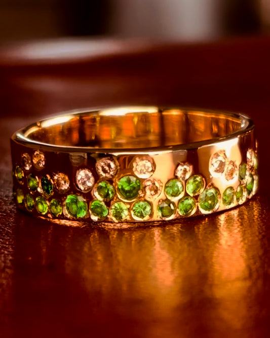 Tsavorite Diamond Band Ring