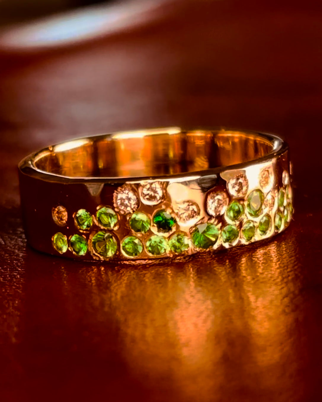 Tsavorite Diamond Band Ring