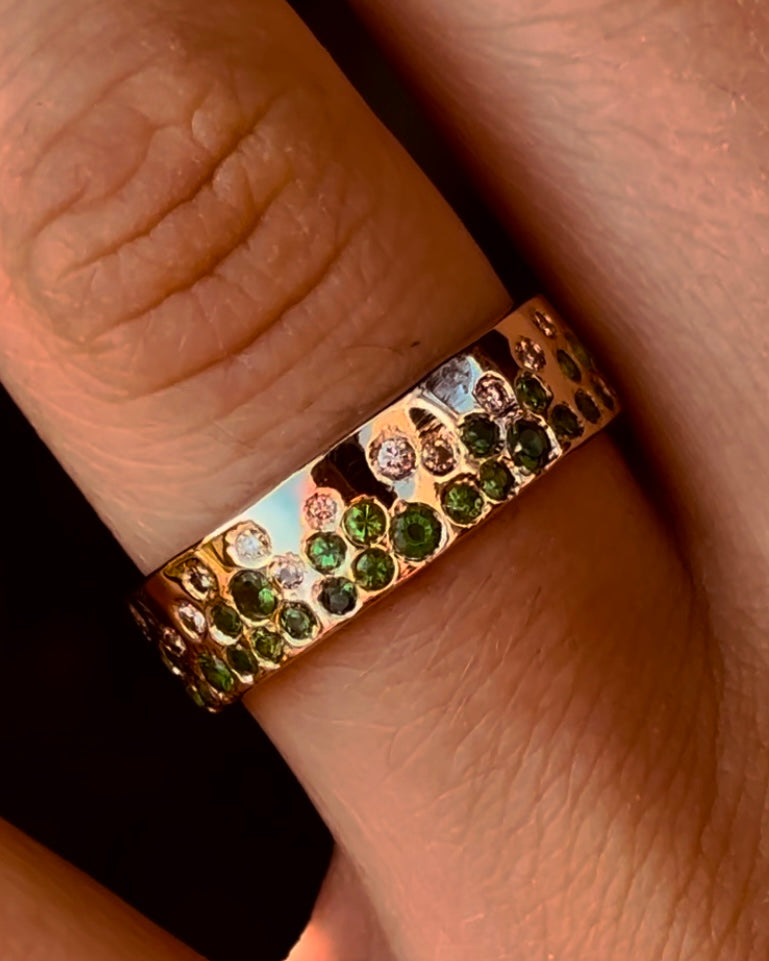 Tsavorite Diamond Band Ring